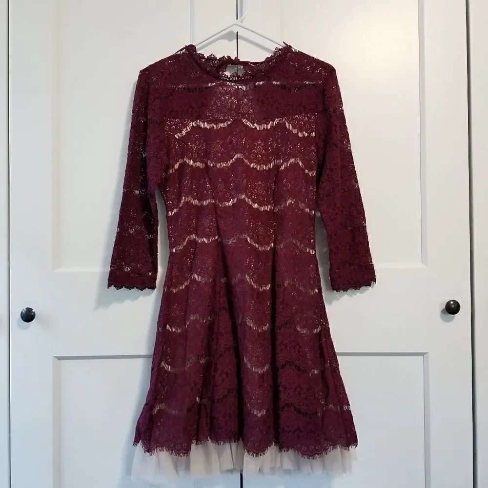 Trixxi lace overlay fit and flare dress